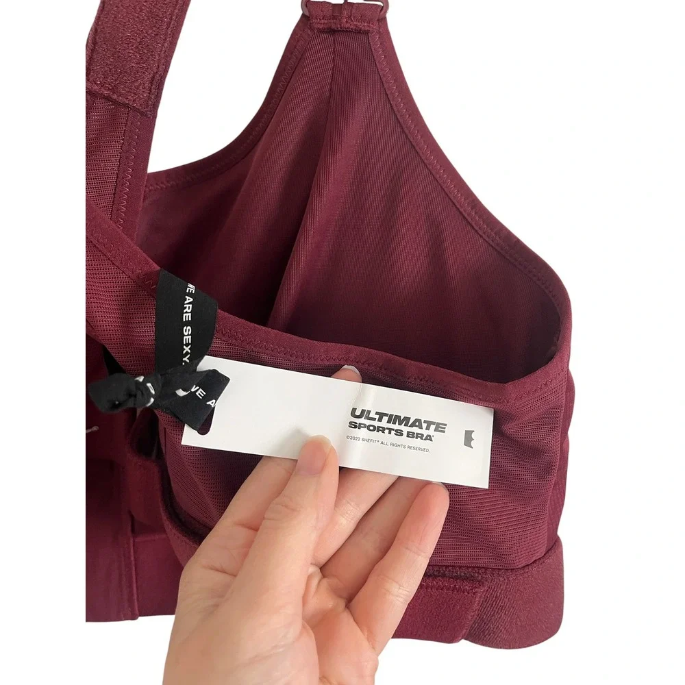 SHEFIT Plus‎ Size High Impact Ultimate Sports Bra in Wine Size 6Luxe